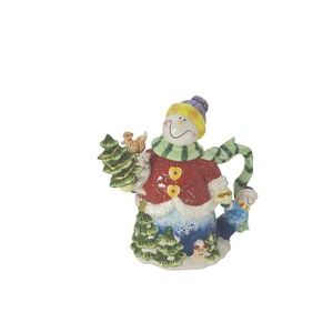 Adorable Ceramic Snowman Teapot Christmas Holiday Decor Collectible